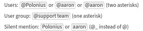 Markdown mentions